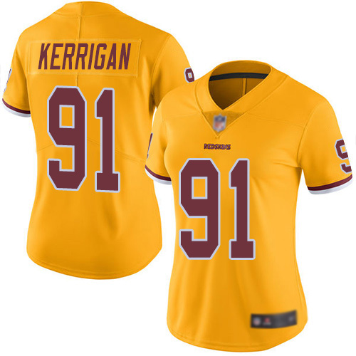Washington Redskins Limited Gold Women Ryan Kerrigan Jersey NFL Football #91 Rush Vapor->women nfl jersey->Women Jersey